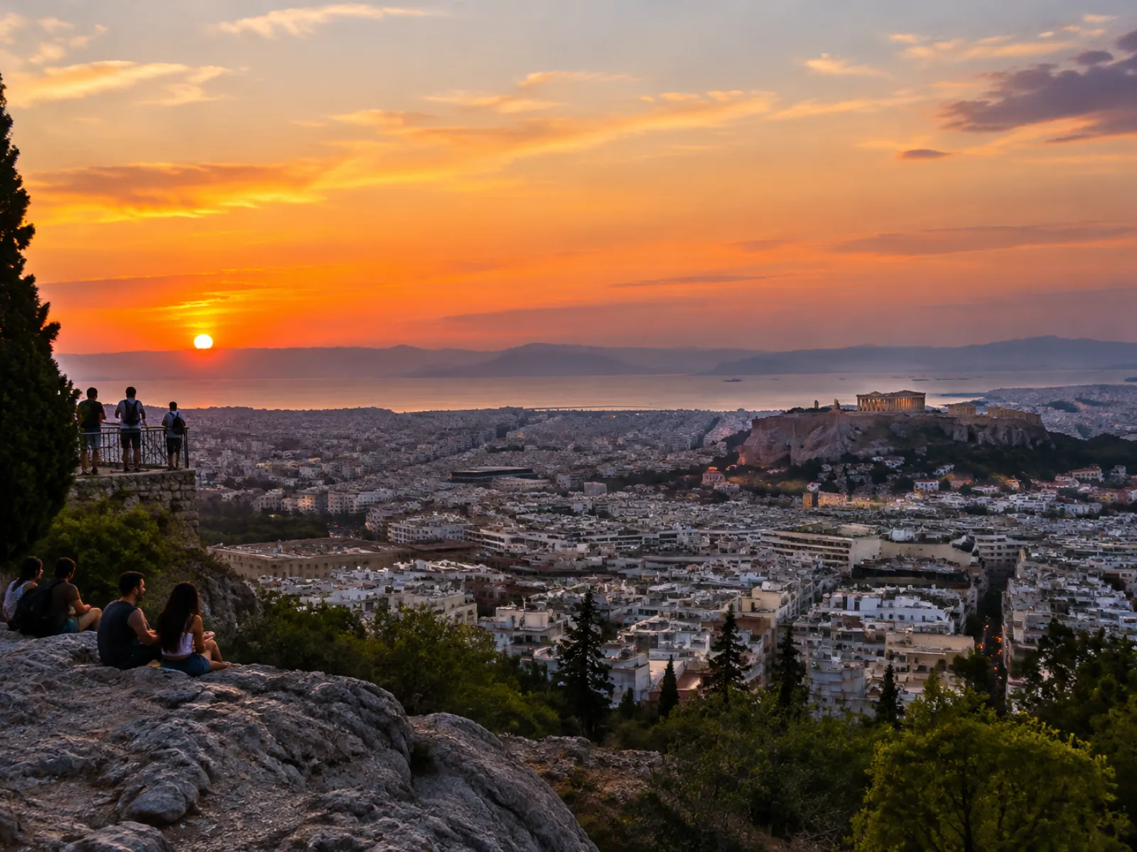 Lykabettus bei Sonnenuntergang (KI-generiertes Symbolbild)