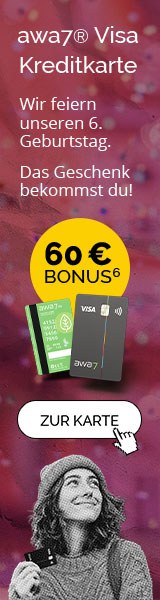awa7 Visa Kreditkarte: 60 Euro Bonus zum 6. Geburtstag, awa7